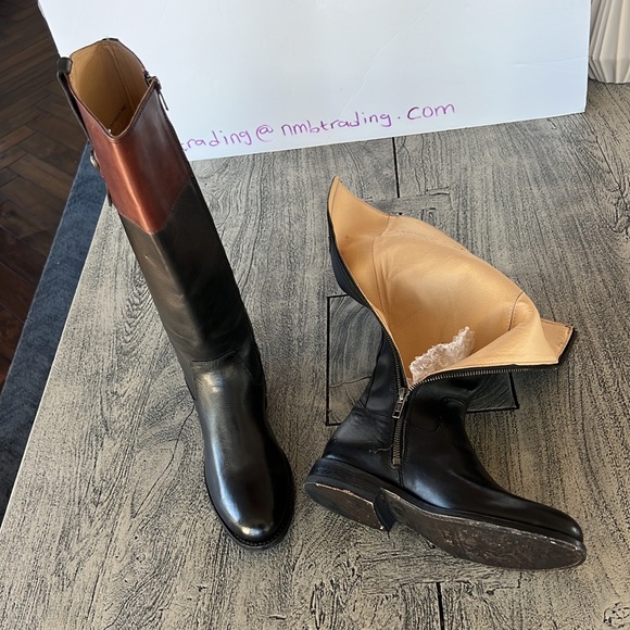 Designer Frye The Frye Company black/brown 7B cowboy riding boots - Picture 15 of 16